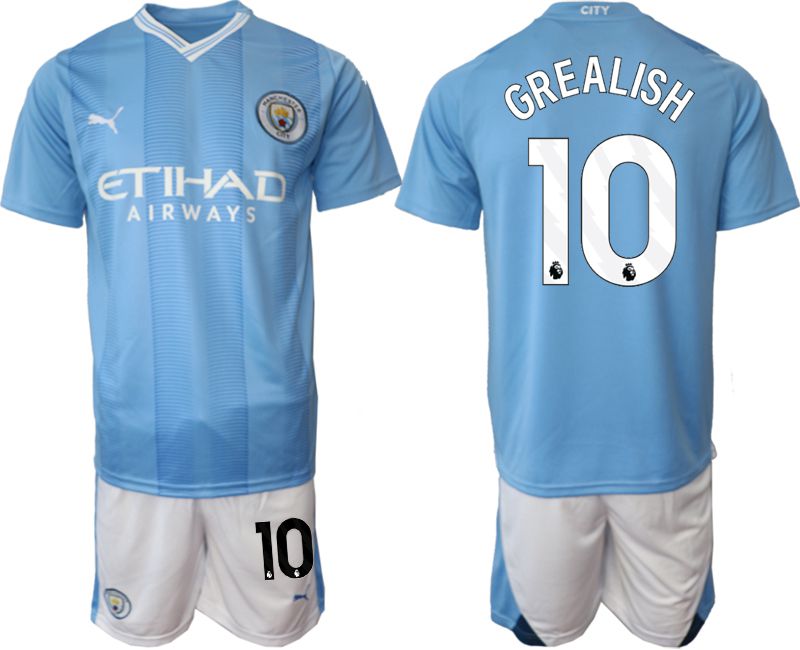 Men 2023-2024 Club Manchester City home Light blue #10 Soccer Jersey->customized soccer jersey->Custom Jersey